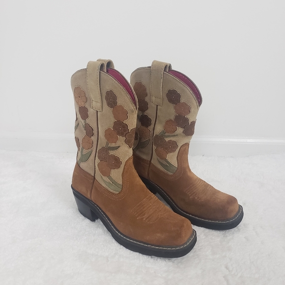 Ariat Shoes Ariat 623 Doll Baby Chestnut Floral Suede Square Toe